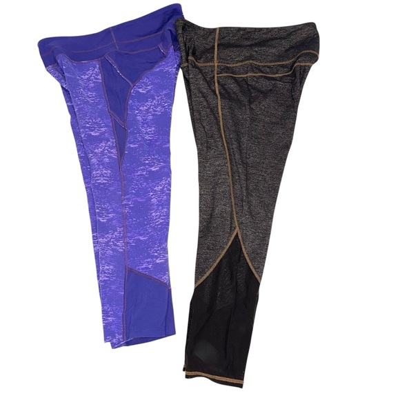 Athleta (2) Leggings Women’s Purple & Grey Cropped Capri Athletic Pants Sz S - Picture 3 of 11